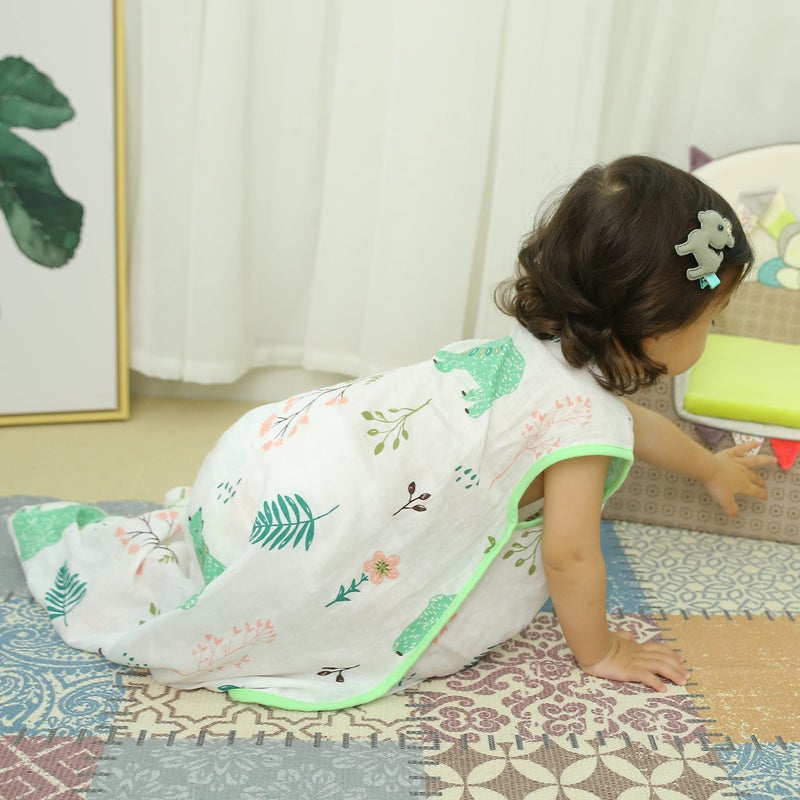 BLOOMSTAR Baby Sleeping Sack Muslin Cotton, Soft Wearable Blanket for Summer, 0.5 Tog Sleeveless Sleep Sack for Newborns (0-3M), 6-12M, 0-12 Months, Lightweight Infant Sleep Bag for Boys & Girls - Image 4